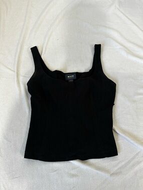 Anthropologie Black Ribbed Square-Neck Tank